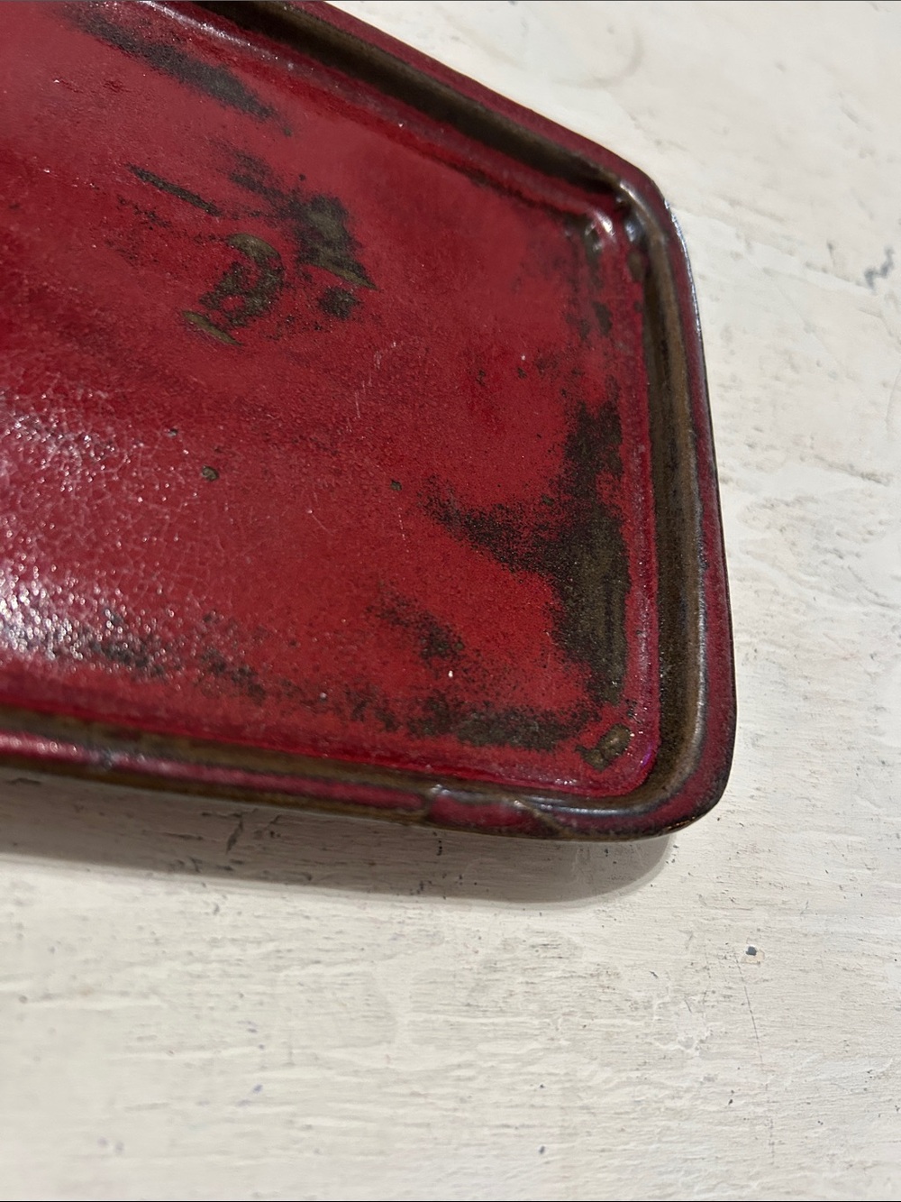 Red Rectangular Ceramic Tray - Picture 2 of 3